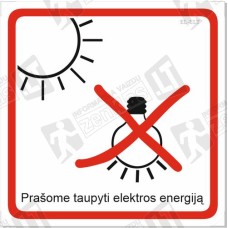 Lipdukas Prašome taupyti elektros energiją